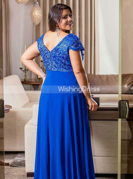 Royal Blue Plus Size Prom Dresses,Long Plus Size Prom Dress,Plus Size Prom with Sleeves,PD00244