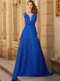 Royal Blue Prom Dresses,Lace Prom Dress,Formal Evening Dress,Backless Prom Dress,PD00287