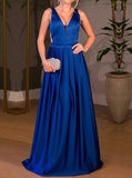 Royal Blue Prom Dresses,Satin Long Prom Dress,Backless Prom Dress,PD00255