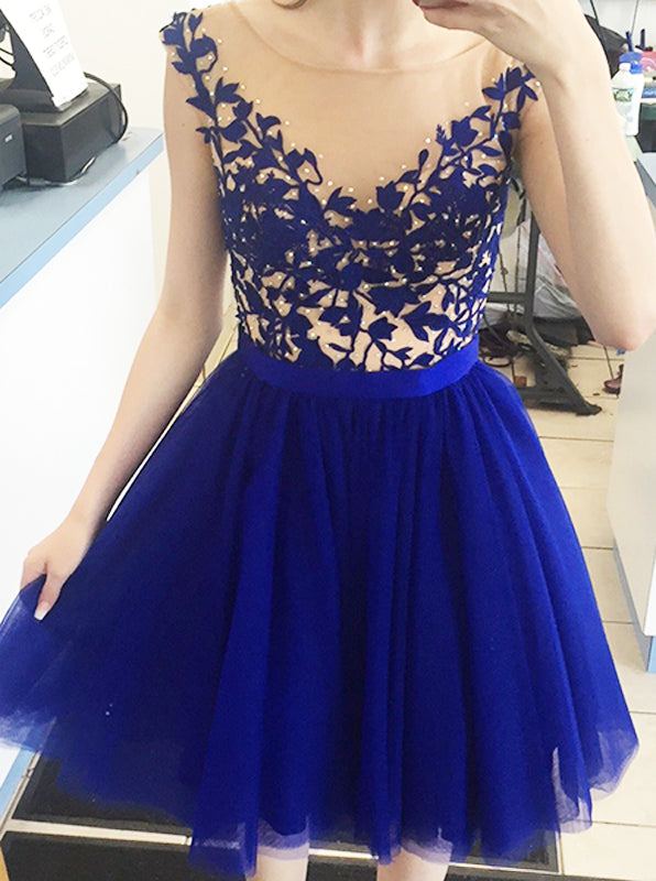 Royal Blue Short Prom Dress,Homecoming Dress For Girls,Tulle Girl Part