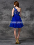 Royal Blue Sweet 16 Dresses,One Shoulder Homecoming Dress,Short Homecoming Dress,SW00043