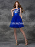 Royal Blue Sweet 16 Dresses,One Shoulder Homecoming Dress,Short Homecoming Dress,SW00043