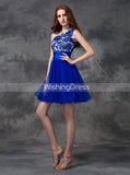 Royal Blue Sweet 16 Dresses,One Shoulder Homecoming Dress,Short Homecoming Dress,SW00043