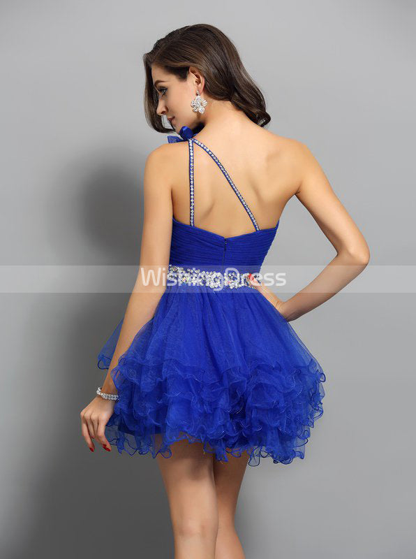Royal Blue Sweet 16 Dresses,One Shoulder Sweet 16 Dress,Ruffled Sweet
