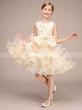 Ruffled Junior Party Dress,Knee Length Junior Bridesmaid Dress,Short Flower Girl Dress,JB00030