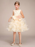 Ruffled Junior Party Dress,Knee Length Junior Bridesmaid Dress,Short Flower Girl Dress,JB00030