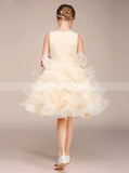 Ruffled Junior Party Dress,Knee Length Junior Bridesmaid Dress,Short Flower Girl Dress,JB00030