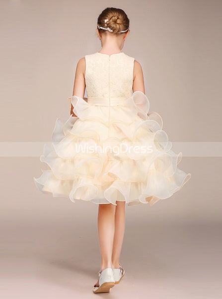 Ruffled Junior Party Dress,Knee Length Junior Bridesmaid Dress,Short Flower Girl Dress,JB00030