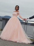Blush Wedding Dresses,Off the Shoulder Wedding Dress,Wedding Dress with Sleeves,WD00133