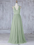 Sage Bridesmaid Dress,Tulle Long Bridesmaid Dress,Aline Backless Bridesmaid Dress,BD00053