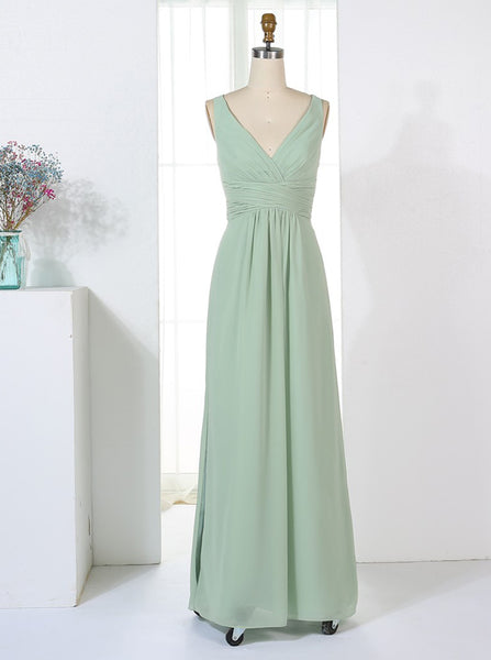 Sage Bridesmaid Dresses,Chiffon Bridesmaid Dress,Simple Bridesmaid Dress,BD00325