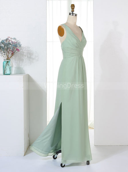 Sage Bridesmaid Dresses,Chiffon Bridesmaid Dress,Simple Bridesmaid Dress,BD00325