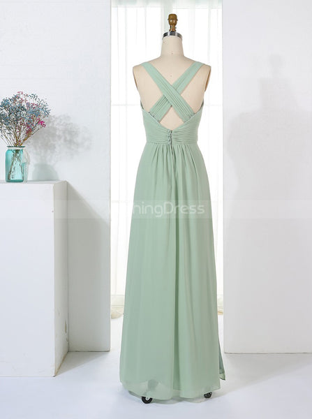 Sage Bridesmaid Dresses,Chiffon Bridesmaid Dress,Simple Bridesmaid Dress,BD00325
