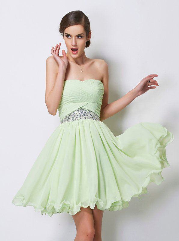 Sage Sweet 16 Dresses,Short Homecoming Dress,Chiffon Sweet 16 Dress,SW