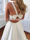 Satin Wedding Dress with Pockets,A-line Simple Wedding Dress,WD00424
