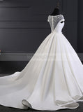 Satin Wedding Dresses,Bridal Gown with Sleeves,Aline Wedding Dress,Vintage Bridal Dress,WD00077