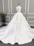 Satin Wedding Dresses,Modest Wedding Dress,White Wedding Dress,Simple Bridal Dress,WD00156