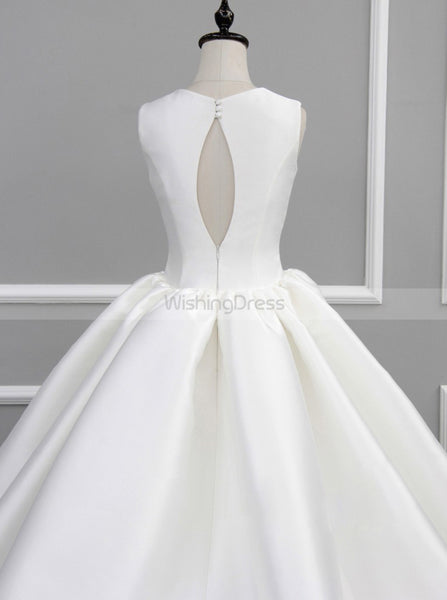 Satin Wedding Dresses,Modest Wedding Dress,White Wedding Dress,Simple Bridal Dress,WD00156
