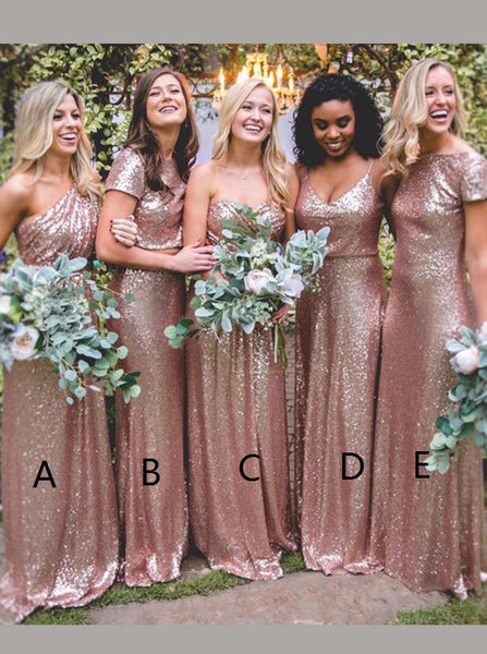 Sequined Bridesmaid Dress,Mismatched Bridesmaid Dress,Long Bridesmaid Dress,BD00046