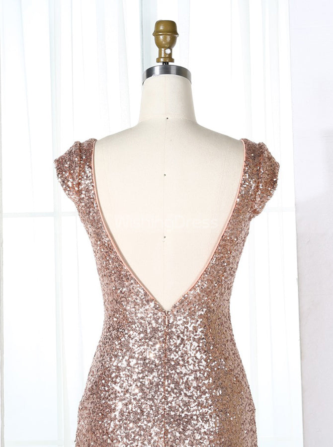 Sequined Bridesmaid Dresses with Cap Sleeves,Sheath Bridesmaid Dress,L - Wishingdress Sequined Bridesmaid Dresses with Cap Sleeves,Sheath Bridesmaid Dress,L - Wishingdress
