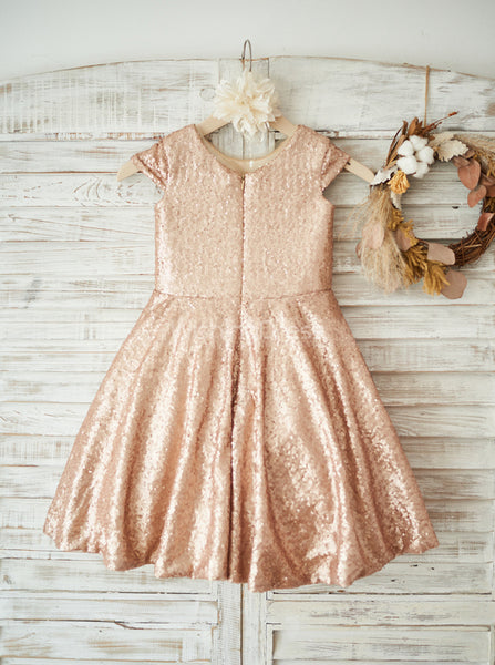 Sequined Flower Girl Dress with Cap Sleeves,Adorable Girl Party Dress,FD00122