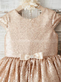 Sequined Flower Girl Dresses,Girl Party Dress with Sleeves,FD00066