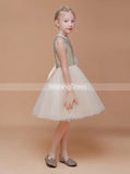 Sequined Junior Bridesmaid Dress,Tulle Short Girls Special Occasion Dress,JB00049