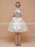 Sequined Junior Bridesmaid Dress,Tulle Short Girls Special Occasion Dress,JB00049