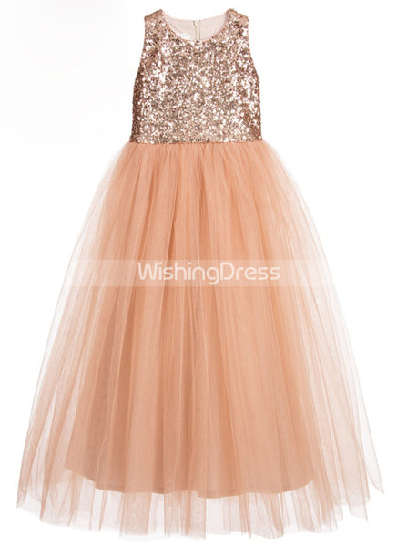 Sequined Junior Bridesmaid Dresses,Long Princess Junior Bridesmaid Dress,JB00009