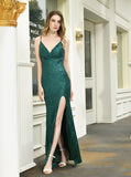 Sequined Sheath Prom Dresses,Long Evening Dress with Slit,PD00468