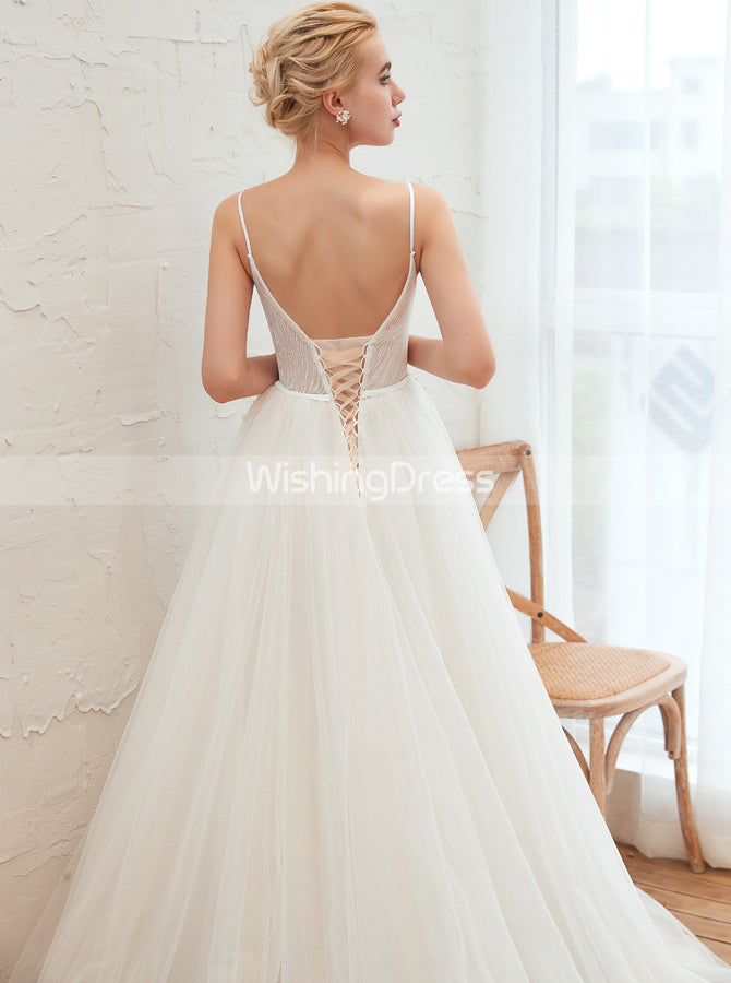 Sexy Spaghetti Straps Wedding Dresses,Beaded Illusion Bridal Dress,WD0 - Wishingdress Sexy Spaghetti Straps Wedding Dresses,Beaded Illusion Bridal Dress,WD0 - Wishingdress