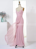 Sheath Bridesmaid Dresses,Bridesmaid Dress with Straps,Chiffon Bridesmaid Dress,BD00324