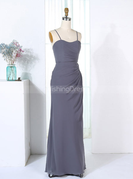 Sheath Bridesmaid Dresses,Grey Bridesmaid Dress,Long Bridesmaid Dress,BD00285