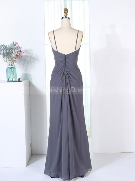 Sheath Bridesmaid Dresses,Grey Bridesmaid Dress,Long Bridesmaid Dress,BD00285