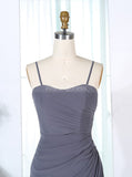 Sheath Bridesmaid Dresses,Grey Bridesmaid Dress,Long Bridesmaid Dress,BD00285