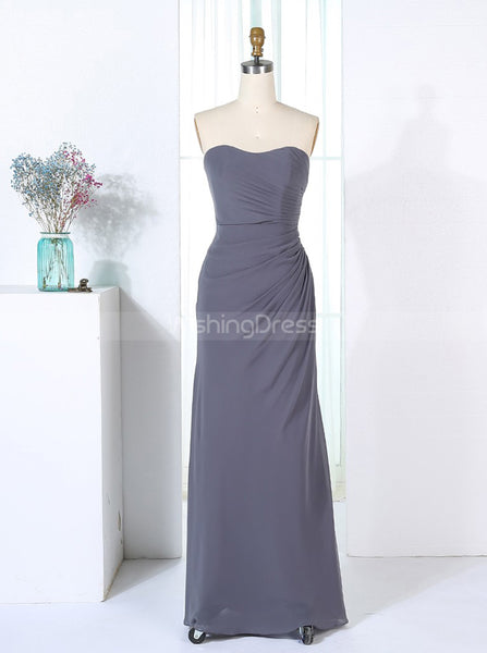 Sheath Bridesmaid Dresses,Grey Bridesmaid Dress,Long Bridesmaid Dress,BD00285
