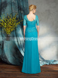 Sheath Mother of the Bride Dresses,Mother Dress with Sleeves,Long Wedding Guest Dress,MD00027