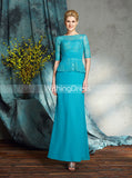 Sheath Mother of the Bride Dresses,Mother Dress with Sleeves,Long Wedding Guest Dress,MD00027