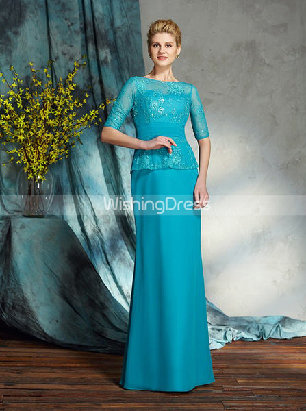 Sheath Mother of the Bride Dresses,Mother Dress with Sleeves,Long Wedding Guest Dress,MD00027