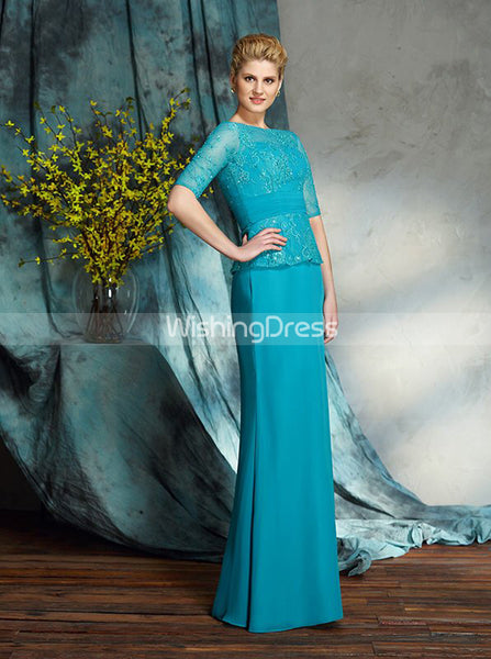 Sheath Mother of the Bride Dresses,Mother Dress with Sleeves,Long Wedding Guest Dress,MD00027