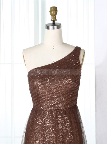 Sheath One Shoulder Bridesmaid Dresses,Sequined Bridesmaid Dress,Long Bridesmaid Dress,BD00270