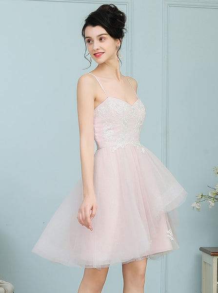 Short Bridesmaid Dresses,Tulle Bridesmaid Dress,Spaghetti Straps Bridesmaid Dress,BD00219