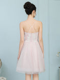 Short Bridesmaid Dresses,Tulle Bridesmaid Dress,Spaghetti Straps Bridesmaid Dress,BD00219