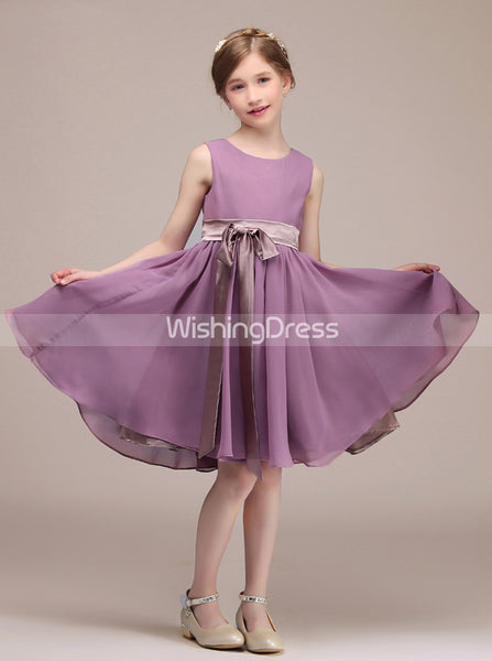 Short Junior Bridesmaid Dress with Sash,Simple Junior Bridesmaid Dress,JB00025