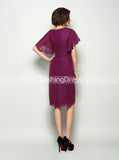 Short Mother Dresses,Chiffon Mother of the Bride Dress with Short Sleeves,MD00062