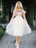 Knee Length Homecoming Dresses,Short Prom Dress with Sleeves,CD00021