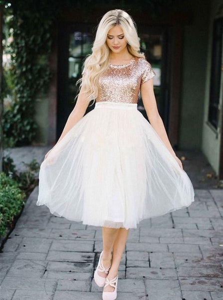 Knee Length Homecoming Dresses,Short Prom Dress with Sleeves,CD00021