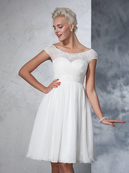 Short Wedding Dresses,Chiffon Wedding Dress,Beach Wedding Dress,WD00276