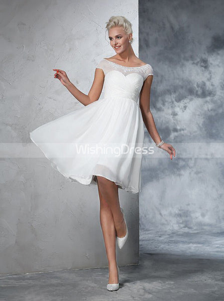 Short Wedding Dresses,Chiffon Wedding Dress,Beach Wedding Dress,WD00276