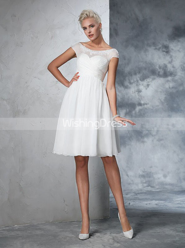 shorts dress for beach wedding Custom Made Short Hi-Lo Mini Beach Wedding Dress